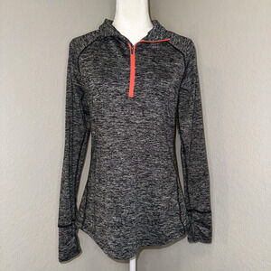 TANGERINE Full Zip Up Mock Neck Gray/Coral Activewear Track Jacket Women's Sz L